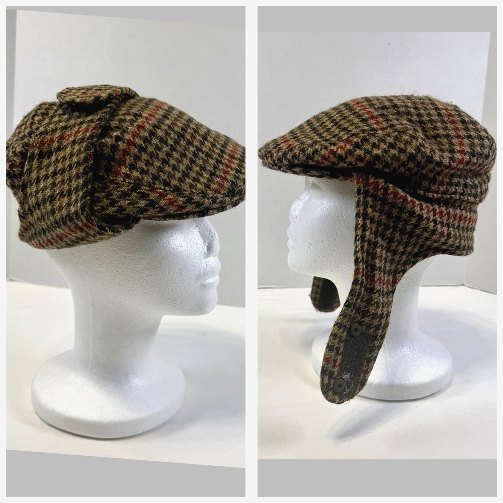 Vintage Kangol Bugatti Tweed Wool Newsboy‎ Golf Hat Cap Made in UK